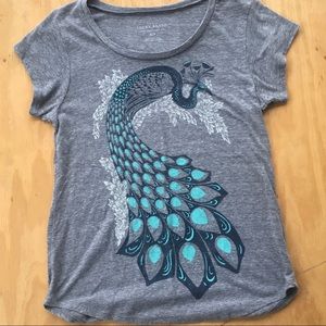 Lucky Brand Peacock Graphic Tee in Gray/Turquoise